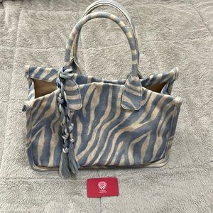Vince Camuto Blue Zebra Canvas Tote